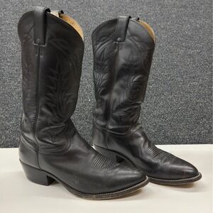 Vintage Tony Lama Black Leather Cowboy Boots Mens 10D Style 2993 Western Mexico